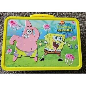 SPONGEBOB SQUAREPANTS EMBOSSED METAL LUNCH BOX TIN 2002 VIACOM LARGE